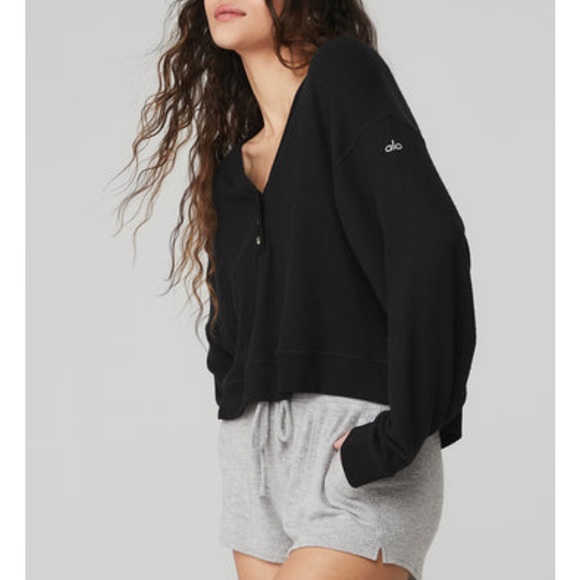 NWOT Waffle Crop Henley. Color sold out! - Picture 4 of 8